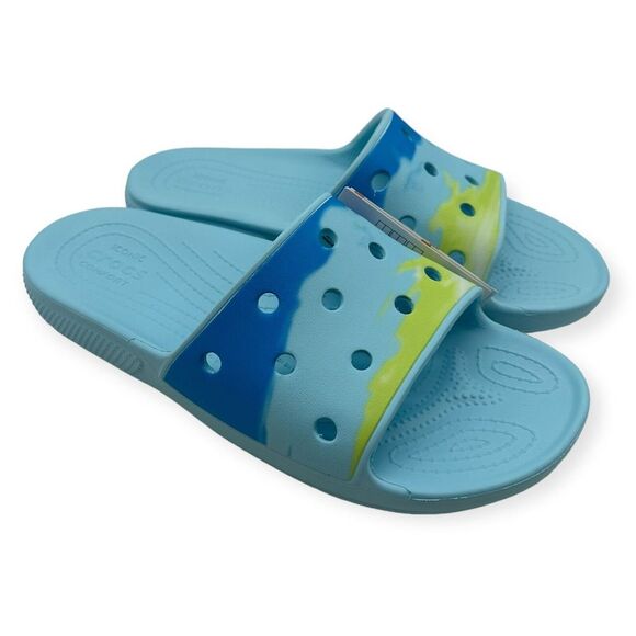 Crocs Ombre Slides Sandals Slipper Artic Blue Green Unisex Men's‎ Size 12 NWT - Picture 1 of 7